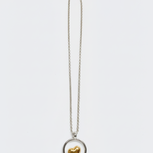 Versatile Chain Necklace-Silver Plated/ Gold Heart 80cm