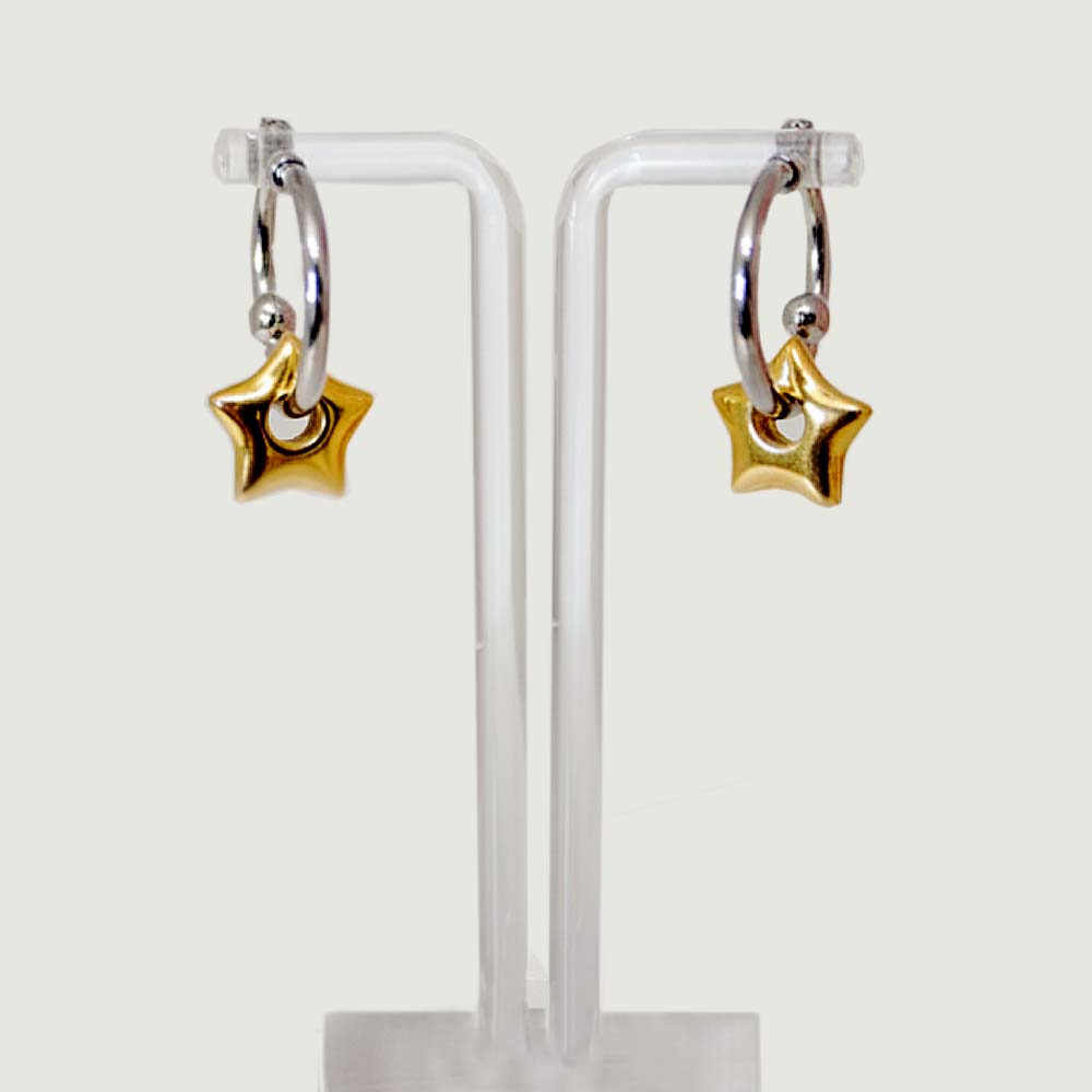 Earrings Silver Plated with Gold Star