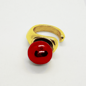 Ring Gold Plated with Red Ceramic Bead.