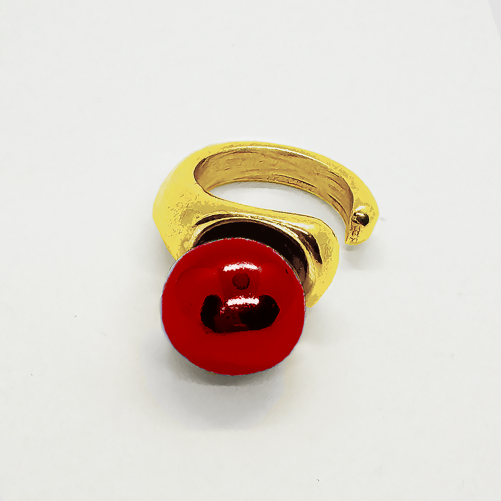 Ring Gold Plated with Red Ceramic Bead.
