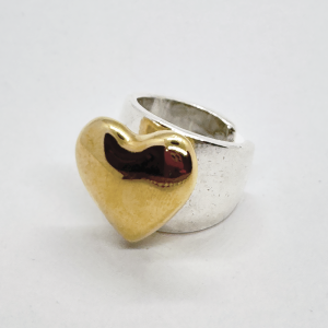 NEW Ring Silver plated -Gold heart