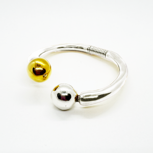 Versatile Double Bracelet Silver Plated with Gold/Silver Beads