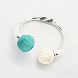 Versatile double Bracelet Silver Plated with Ceramic Beads