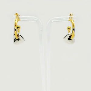 Earrings Gold Plated with Silver Heart