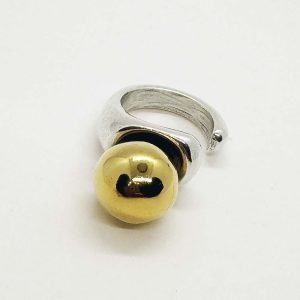 NEW Ring Silver plated - Gold Bead