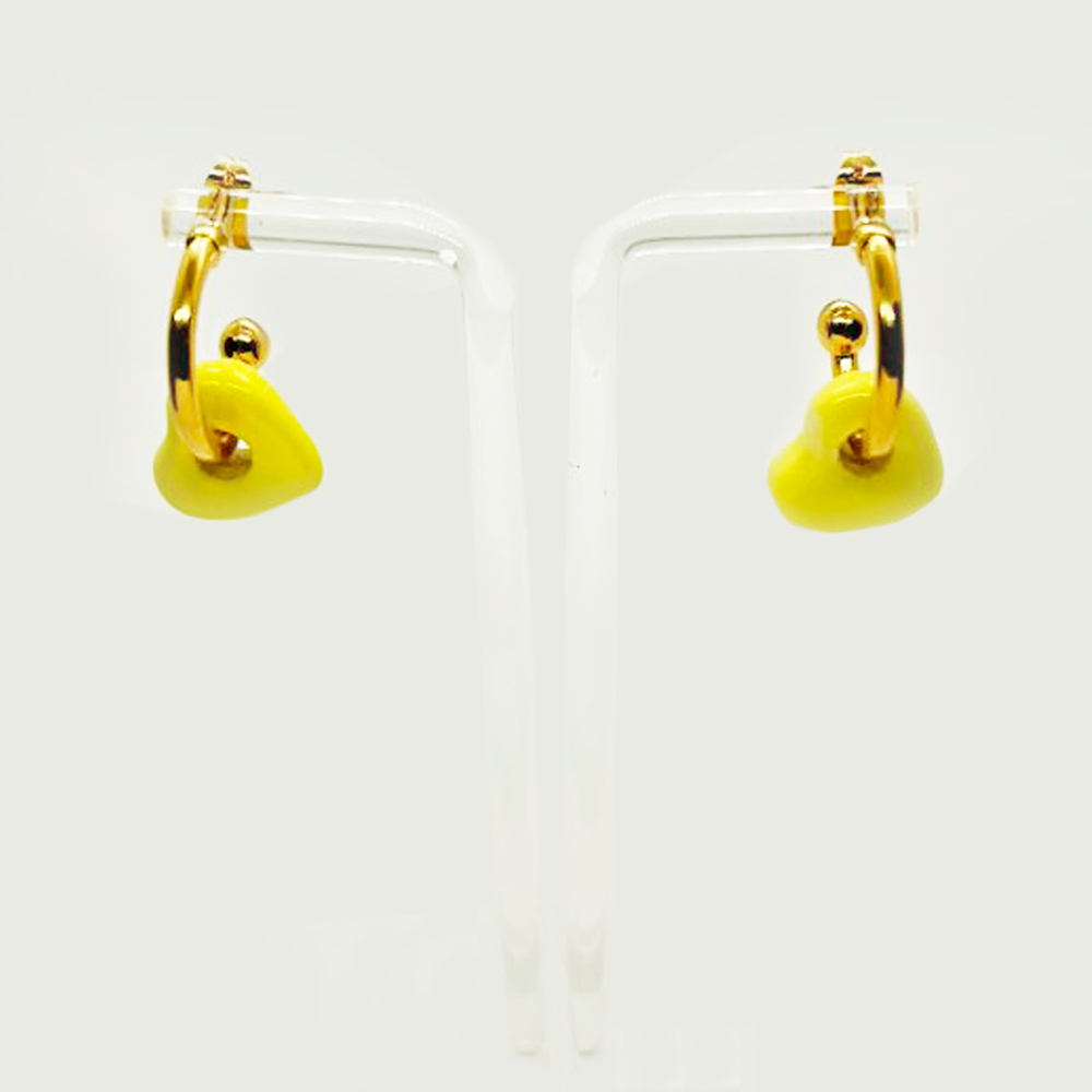 Earrings Gold Plated with Ceramic Heart