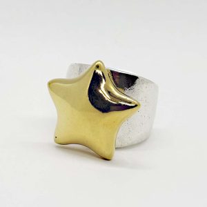 NEW Ring Silver plated - Gold Star