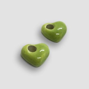 Heart Ceramic for Earrings versatile - Green Lime