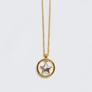 Versatile Chain Necklace Gold Plated with Silver Star 42cm