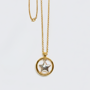 Versatile Chain Necklace Gold Plated with Silver Star 80cm
