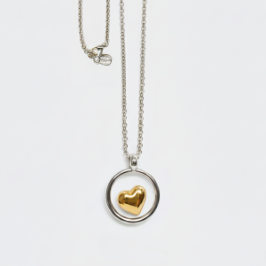 Versatile Chain Necklace Silver Plated with Gold Heart 80cm