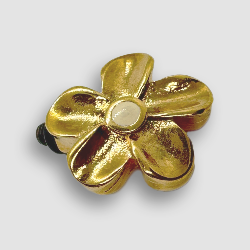 Gold Plated Flower Accessorie for a Large Bracelet - Beige