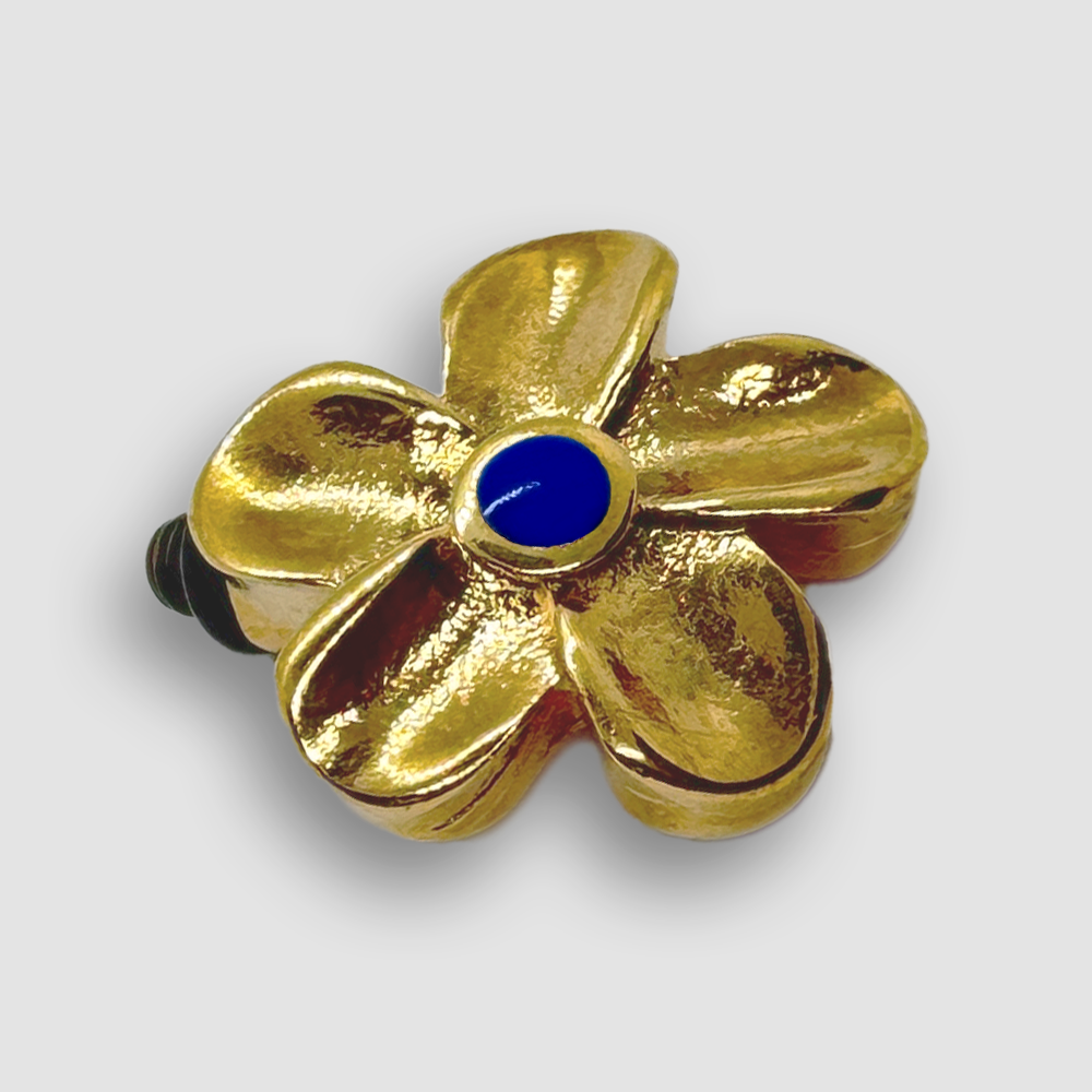 Gold Plated Flower Accessorie for a Large Bracelet - Blue