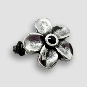 Silver Plated Flower Accessorie for a Large Bracelet - Black