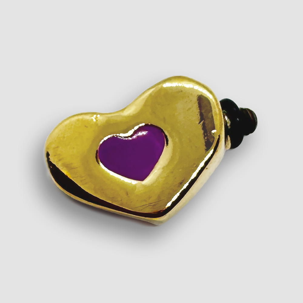 Gold Plated Heart Accessorie for a Large Bracelet - Purple