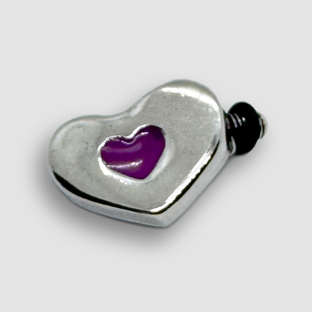 Silver Plated Heart Accessorie for a Large Bracelet - Purple