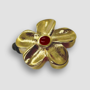 Gold Plated Flower Accessorie for a Large Bracelet - Red