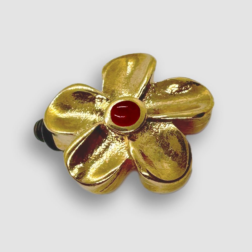 Gold Plated Flower Accessorie for a Large Bracelet - Red