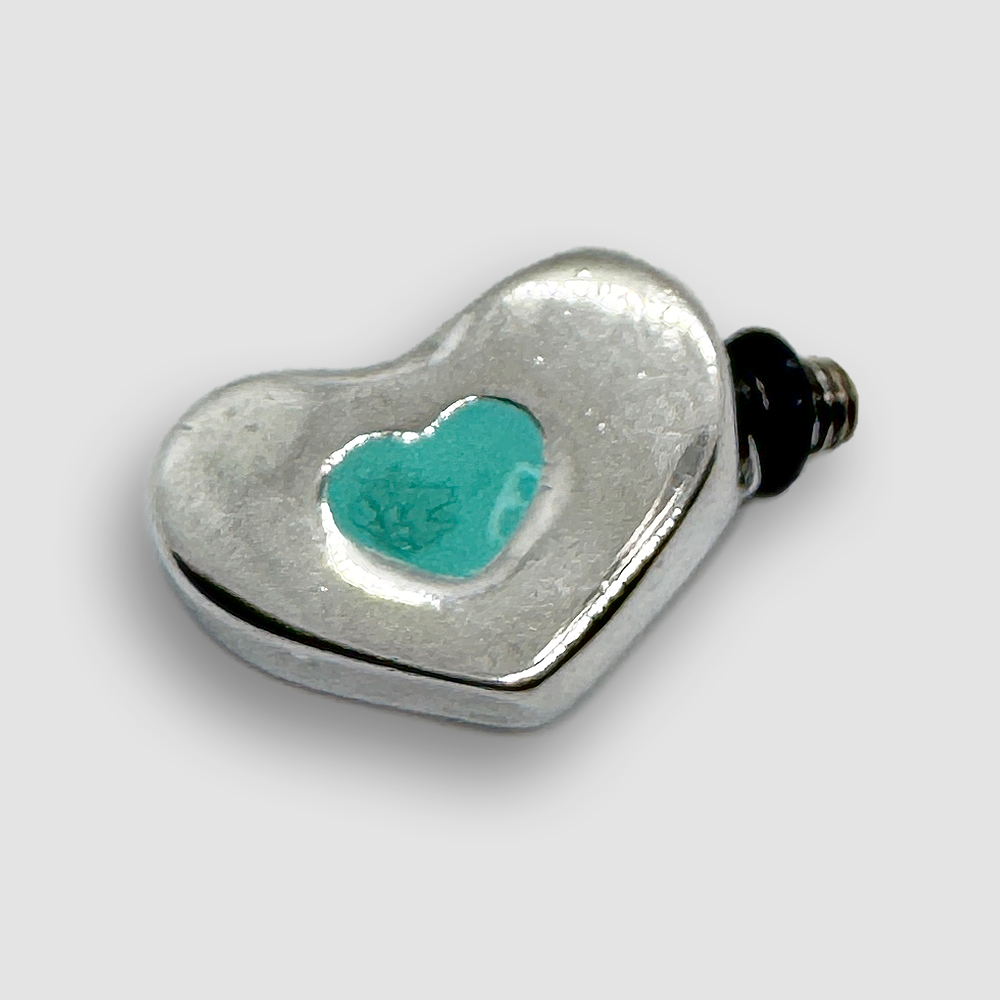 Silver Plated Heart Accessorie for a Large Bracelet - Turquoise