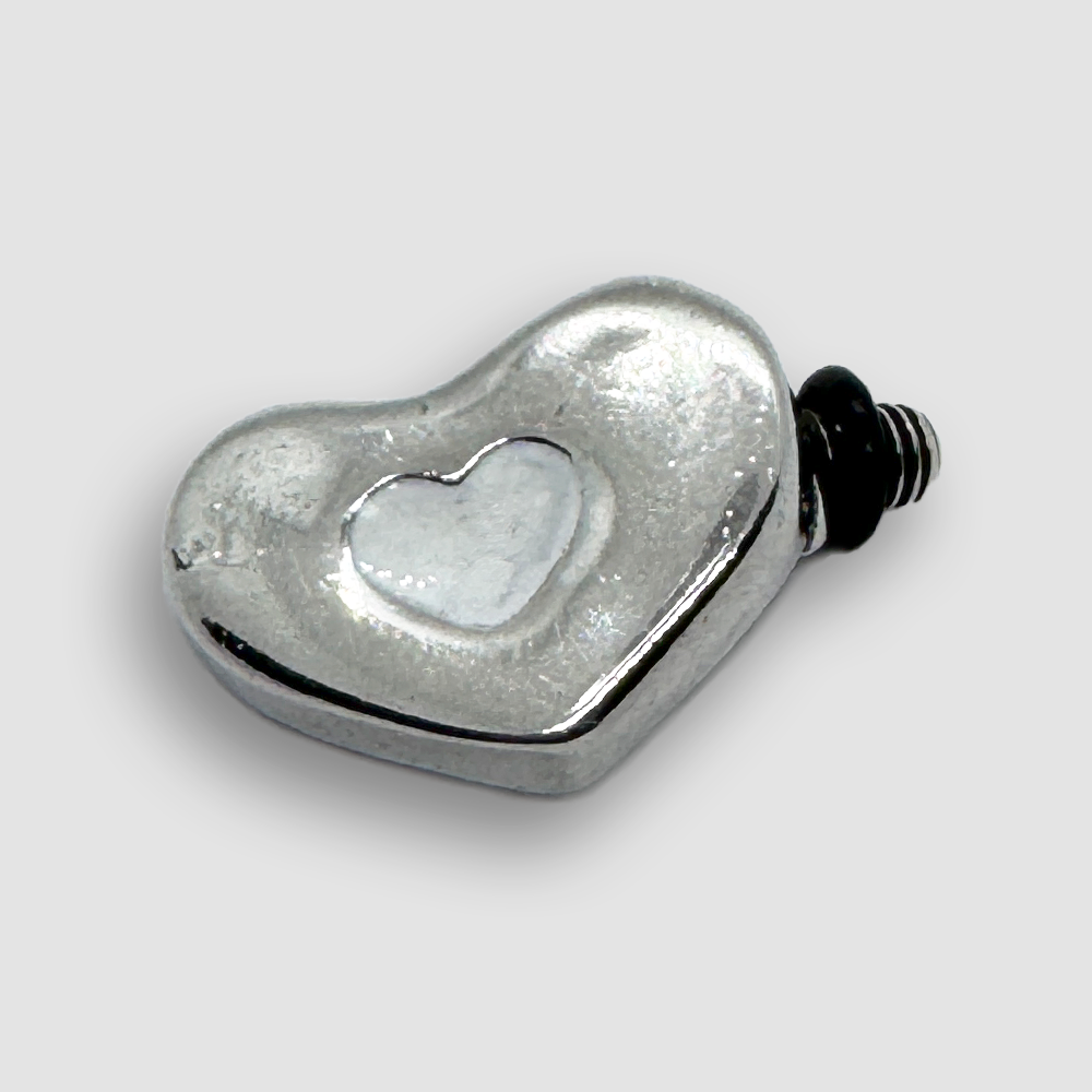 Silver Plated Heart Accessorie for a Large Bracelet - White