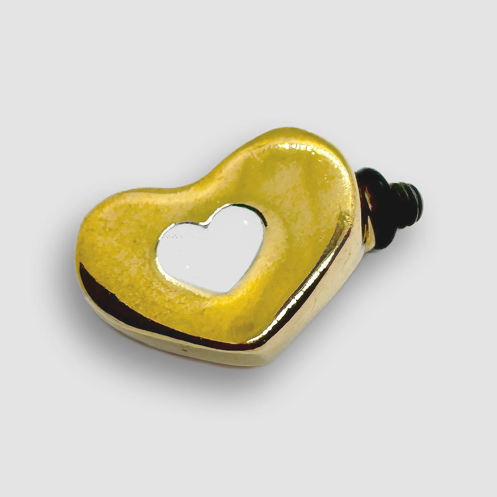 Gold Plated Heart Accessorie for a Large Bracelet - White
