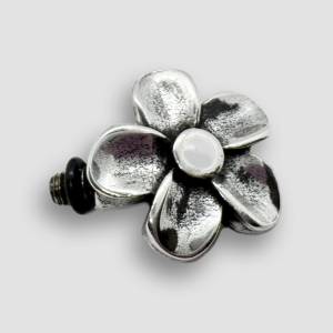 Silver Plated Flower Accessorie for a Large Bracelet - White
