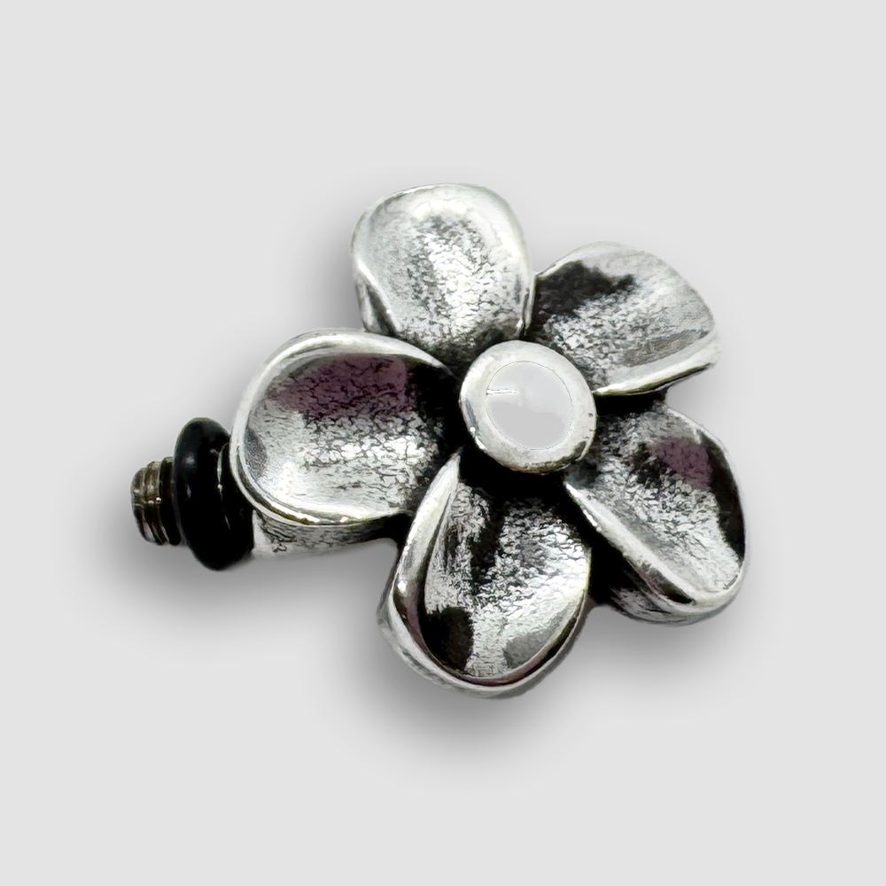 Silver Plated Flower Accessorie for a Large Bracelet - White