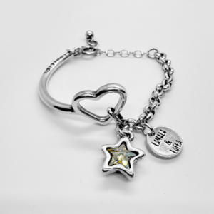 Silver plated bracelets Heart with Swarovski accents Champagne