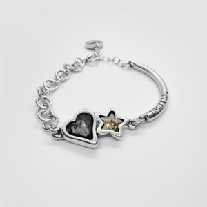 Silver plated bracelets with Swarovski accents Gray and Champagne