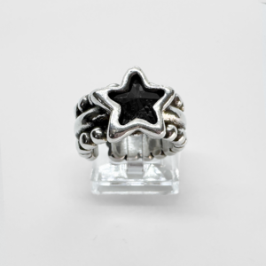 Silver plated rings star with Black stone
