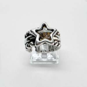 Silver plated rings star with Swarovski Champagne