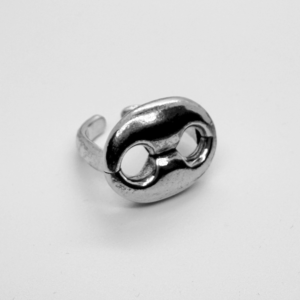 Silver-plated Ring with button detail